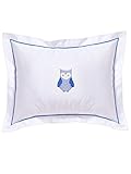 Jacaranda Living Cotton Percale Baby Boudoir Pillow Cover Owl Blue [並行輸入品]
