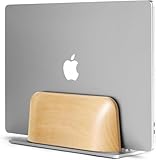 amesoba ホワイトオーク/アルミ 縦置き型 ノートパソコンスタンド クラムシェル デスクシェルフ MacBook Pro/Air//iPad (ホワイトオーク, 1台収納)