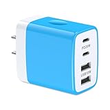 Hootek 急速充電器 Type-C 合計30W 4ポート USB-C*2&USB-A*2/PD20W&USB10W/PSE認証/薄型 ACアダプター USB コンセント タイプC 電源アダプター Cタイプ 充電器 携帯 スマホ充電器 iPhone 17シリーズ、Galaxy S26、iPad Pro 2025、Pixel 10Pro Fold、Androidその他各種機器対応(ブルー)