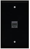 RiteAV rj11 / 12電話ブラック壁プレート1ギャングフラットブラック