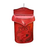 Asdays 郵便屋 郵便受け 郵便ポスト 屋外 壁掛け メールボックス 玄関ポスト 薄型 防水 アンティーク ヴィンテージ (レッド)