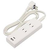 オーム電機 電源タップ 2個口 急速充電 PD対応Type-C/Type-Aポート付き 1m ホワイト HS-TU21PD23-W 00-1001 OHM