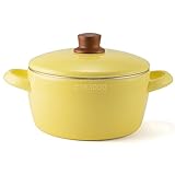 富士 ホーロー 両手 鍋 蓋 付 キャセロール 20cm ナチュール バター イエロー