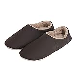 [モズ] moz スリッパ ウォッシャブル レザー ルームシューズ 水洗いできる (ブラウン, medium)