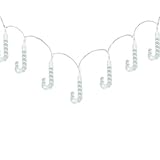 Finether 7.2 ft Battery Powered 20 LED 3D Clear Candy Cane Crutch String Lights for Halloween Christ