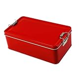 ルナリ ブリキ缶ケース 蓋付き レトロ 小物入れ コレクション 収納 シンプル おもちゃ箱 缶 インテリア 雑貨 レッド (レッド)