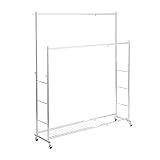 キャスター付き 伸縮頑丈ハンガー ポルテ ダブル（幅121～152㎝）