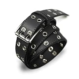 [BELTMIX] ベルト メンズ カラー ベルト 30mm 細幅 連続ピン穴 合皮レザー ダブルピン ゴルフ カジュアル デニム レディース ユニセックス C-40(Black)