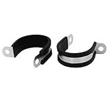 uxcell EPDMラバーライニングPクリップ ゴム 304ステンレス鋼 燃料ホースガソリンパイプ用 ホースクリップ 38mm 2個入り