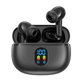 Bluetoothイヤホン 【LED残量表示&Type-C急速充電】 ハンズフリー通話 軽量設計 Hi-Fi IPX7防水 自動接続 小型 コンパクト 装着快適 会議/リモートワーク/通勤/通学/スポーツ/ゲーム/音楽対応 black