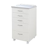 【地球家具】メディカルワゴン 医療用 ワゴン [完成品] [国産 日本製] [耐荷重30Kg ステンレス天板] [開閉がスムーズなスライドレール式引出し] [背面が気にならない全方向化粧板仕上げ] [キャスター付] 幅45cmタイプ ホワイ