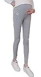 BEREAM マタニティ レギンス スパッツ パンツ 9分丈 ストレッチ ウエストゴム調整 ( Ｍ , グレー )