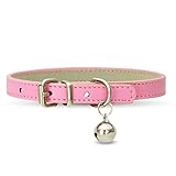 [LaLUCA GOODS] 犬 首輪 猫 首輪 鈴 定番 スタンダード PU レザー シンプル 小型犬 中型犬 ドッグ 散歩 カラフル ライトピンク（鈴あり） S