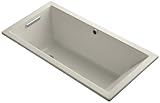KOHLER 1121-W1-G9 Underscore 60-Inch x 30-Inch Drop-In Bath with Bask Heated Surface and End Drain, 