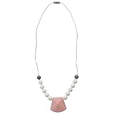 Itzy Ritzy Teething Happens Silicone Jewelry Necklace Charm Bead, Blush Pink [並行輸入品]