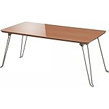 nobrand 鏡面折りたたみテーブル ダイニング ナチュラル（木目調）(PUT-8040MDBR)