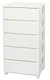 カラースタイルチェスト (ホワイト, 5段) 【強化2重構造天板/開閉楽々/脚付き/おしゃれ/日本製】