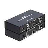 HD KVMネットワークケーブル 200M TCP/IPエクステンダー、CAT5E/6ネットワークケーブル 1080P HDMI/DVI伝送 プラグアンドプレイ TCP/IPクロスデバイス制御 1対1および1対多の接続に対応