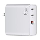 充電器 アダプター 急速充電 65W 3ポート PSE適合商品 Quick Charge 3.0 USB充電器 GAN PD ノートパソコン iPhone Android iPad スマホ充電器 Type-C 折りたたみ式 急速充電アダプター GaN 窒化ガリウム USB PDアダプター カラー,ホワイト