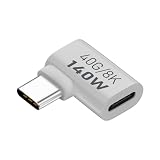 USB C 直角アダプター USB C 90 度アダプター 40Gbps データ転送および PD 140W を備えた 90 度アダプター ライトアングル USB C アダプタ 角度付き USB C アダプタ 8K 60Hz USB Type C エクステンダー アダプター USB C 4.0 タブレット ラップトップ 電話用