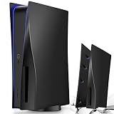 PS5フェイスプレートPS5プレートカバースキンプレイステーション5ディスク版PS5交換用サイドプレートハードショックプルーフABSアンチスクラッチPS5プレートケースマットブラックPS5プレート用アクセサリーブラック（ディスクバージョン）
