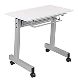 スタックテーブル 跳ね上げ式会議テーブル 幅750奥行450高さ700mm キャスター付き 平行スタッキングテーブル 学習机 塾用デスク (白)