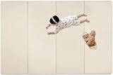 プレイマット 赤ちゃん 厚さ4cm ベビーマット 大判 厚手 折りたたみ ベビープレイマット 防水 防音 お昼寝マット 滑り止め 収納しやすい ピクニック 幼稚園 保育園 子供部屋 (ベージュ, 200×140×4cm)