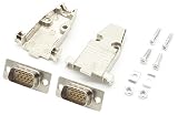 オーディオファン Dサブ15ピン 自作用コネクタ VGA / DB15 DB-15 オス端子 自作 コネクタ 端子 金属ハウジング ケーブル穴径 約8mm ホワイト シルバー 各2点セット