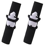 ルボナリエ シートベルトカバー パンダ キッズ用 ぬいぐるみ 2個セット ショルダーパッド (ブラック パンダ)