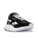 Reebok レディース クラシック レガシースニーカー, ブラック/ホワイト/パースーツピンク, 9