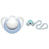 【セット買い】 NUK おしゃぶり ジーニアス2.0/S/シリコーン/ブルー OCNK0230102 + NUK おしゃぶりホルダー/カー BCNK0010102