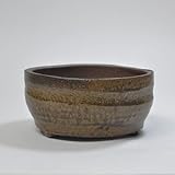 信楽焼 手造足付中深 盆栽・山野草鉢 4号鉢 幅12cm×奥行き12cm×高さ6cm
