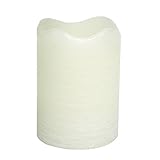 Inglow CGT55400CR06 4-Inch Tall Flameless Rustic Pillar Vanilla Cream Scented Candle with 5-Hour Tim