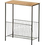 木製サイドテーブル 木製/アイアン 収納棚付き AKB-425BR ブラウン 【完成品】