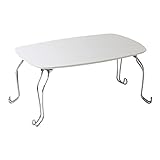 岩附 折りたたみ テーブル 猫脚 ホワイト 鏡面 IW-7560