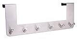 Heavy Duty Over theドア6フックラックオーガナイザー、つや消しニッケル