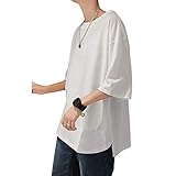 [在庫処分セール]Sukinana ビッグt 綿100% tシャツ メンズ 大きい おおきい サイズ 無地 カットソー Ｔシャツ 柔らかい 快適 カジュアル メンズ 服 (Large, ホワイト)
