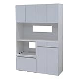 JKプラン Alnair　キッチン家電収納庫（鏡面仕上げ）レンジボード 幅120cm ホワイト FAL-0003-WH