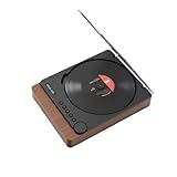 LUOGOXIレトロスタイル Bluetooth 5.1 CDプレーヤー - HIFI音質で音楽を再現、ブルートゥース接続と長時間駆動を実現、家庭の音楽コーナーや個人のリラクゼーションに最適、音楽愛好家やレトロデザイン収集家向け (ダークブラウン)