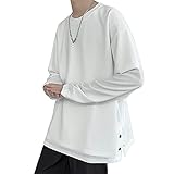 [Hiboss] tシャツ メンズ 長袖 大きいサイズ 無地 おしゃれ ゆったり ビッグシルエット秋服 メンズ ロングtシャツ 灰XL