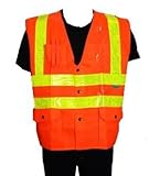 Safety Depot Class 2 Orange Reflective Safety Vest Pockets and Buttons Clearance (XL) by Safety Depo