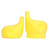 幸せな こぼれない シリコンコップカバー シリコンキャップ シリコン蓋 漏れない かわいい 象さん 子供用 年寄り 衛生　全5色 (イエロー)