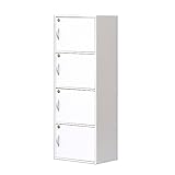 クロシオ 鍵付き4段ボックス ホワイト 幅42cm高さ116cm カラーボックス