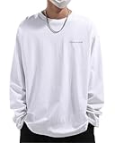 [ODFMCE] tシャツ メンズ 長袖 春 無地 綿 シンプル おしゃれ 大きいサイズ (JP, アルファベット, M, ホワイト)