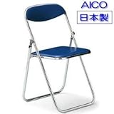 12脚セット 折りたたみ椅子 φ19.9mm クロームメッキ 指を挟みにくいスライド式 FC-19M 日本製 ブルー