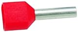 Panduit FTD77-10-D Insulated Ferrule, Twin Wire DIN End Sleeve, 18 AWG Wire Size, Red, 0.11" Max Ins