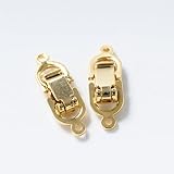紗や工房 留め金具 中留め･1連(約18mmx6mm)2個 ゴールド 中折れクラスプ 中折れ式金具 留め具 ビーズパーツ 基礎金具 副資材 手芸材料 部品