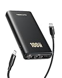 モバイルバッテリー ノートパソコン 100W 急速充電 PD/QC3.0 VEEKTOMX 20000mAh 大容量 軽量 Type-C入出力+Type-C出力+USB出力 3台デバイス同時充電 MacBook HP iPad iPhone Android/タブレット/スマホ/Switch/Steam deck/Dji各機種対応 電熱ベスト充電対応 PSE認証済 1.5mのケーブル付 ブラック