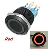 Sndy 12v 22mm 6 ピン瞬間的スイッチ Led ライトメタルプッシュボタン瞬間スイッチ - 赤