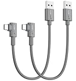 SUNGUY USB Type-C L字ケーブル 0.3m 【2本組】最大18W急速充電 Type-C対応 USB2.0データ転送 iPad Pro/Galaxy/Xperia/Google対応 グレー